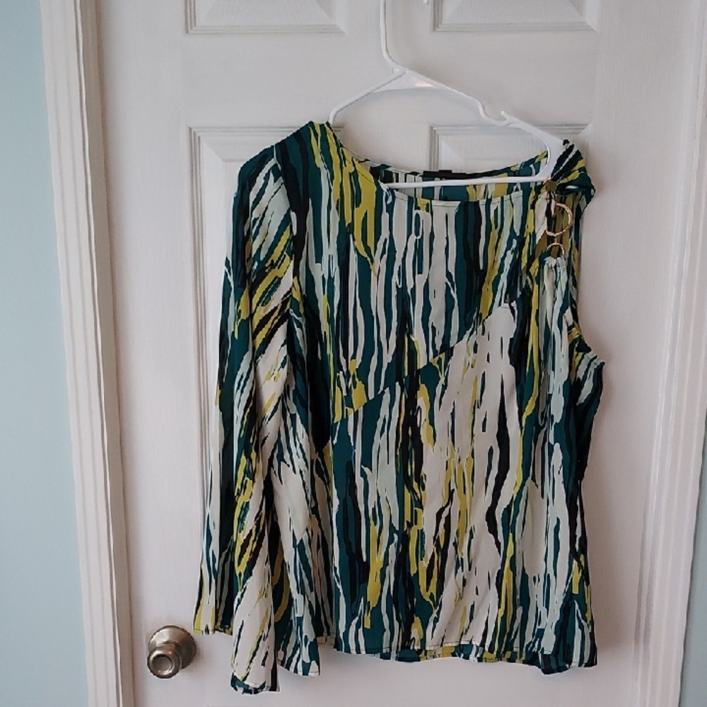 Vibrant Green and Yellow Blouse Top